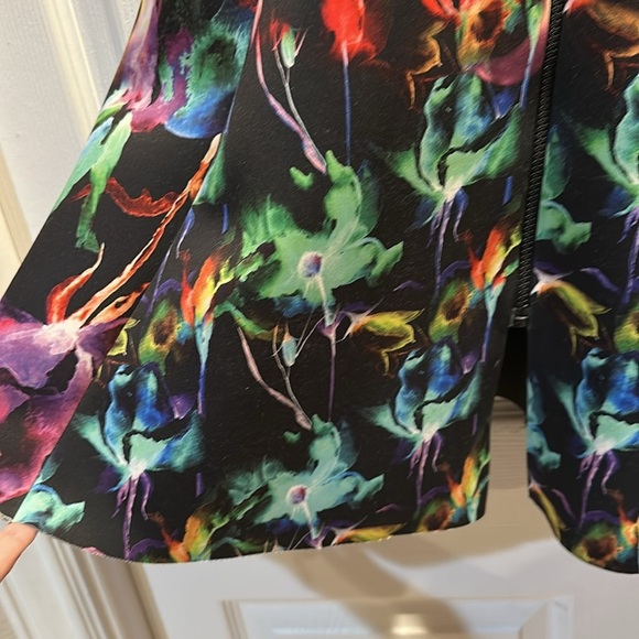 Clover Canyon Zip Front Neoprene Scuba Dress S Rainbow Floral - Picture 5 of 6